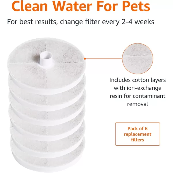 imageAmazon Basics  Filters for 3L Pet Water Fountain Pack of 6 WhiteReplacement Filters Pack of 6