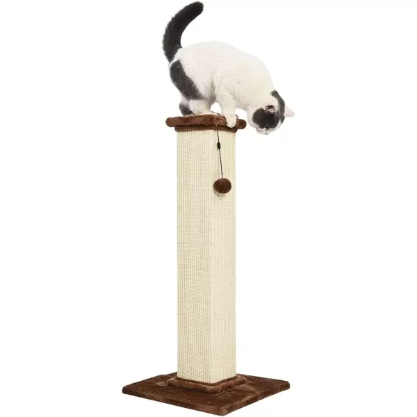 imageAmazon Basics  Indoor Tall Cat ampamp Kittens Scratching Post Scratcher with Sisal Rope Jute Fiber Brown Carpet Large 1575quot L x 157quot W x 3543quot HBrown Carpet