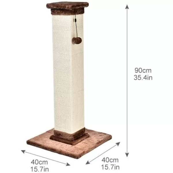 imageAmazon Basics  Indoor Tall Cat ampamp Kittens Scratching Post Scratcher with Sisal Rope Jute Fiber Brown Carpet Large 1575quot L x 157quot W x 3543quot HBrown Carpet