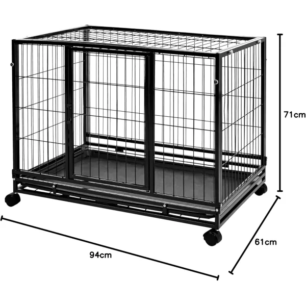 imageAmazon Basics  Portable Heavy Duty Stackable Dog ampamp Pet Kennel with Tray Black 240quotL x 280quotW x 370quotH370L x 240W x 280H