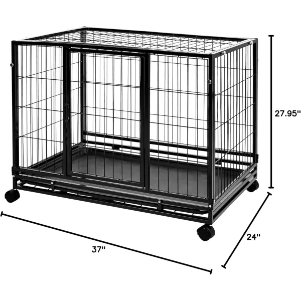 imageAmazon Basics  Portable Heavy Duty Stackable Dog ampamp Pet Kennel with Tray Black 240quotL x 280quotW x 370quotH370L x 240W x 280H