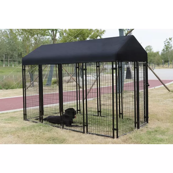 imageAmazon Basics  Welded Rectangular Outdoor Secure Wire Crate Kennel for Cat Dog Large Black 102 x 48 x 72 Inches1020L x 480W x 720H