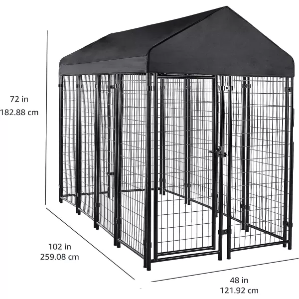 imageAmazon Basics  Welded Rectangular Outdoor Secure Wire Crate Kennel for Cat Dog Large Black 102 x 48 x 72 Inches1020L x 480W x 720H