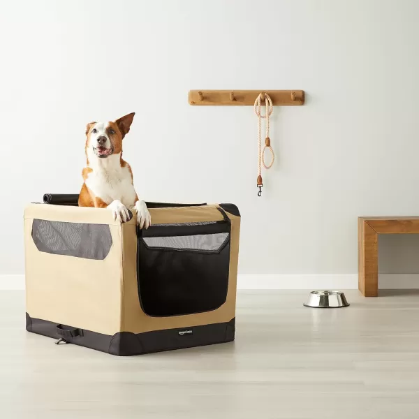 imageAmazon Basics 2Door Portable SoftSided Folding Soft Dog Travel Crate Kennel Medium M 30quot x 21quot x 21quot Tantan