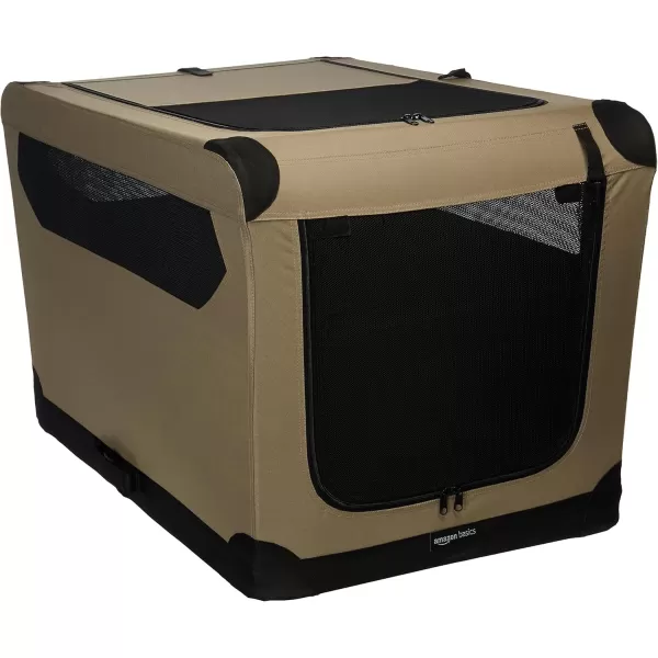 imageAmazon Basics 2Door Portable SoftSided Folding Soft Dog Travel Crate Kennel Medium M 30quot x 21quot x 21quot Tantan