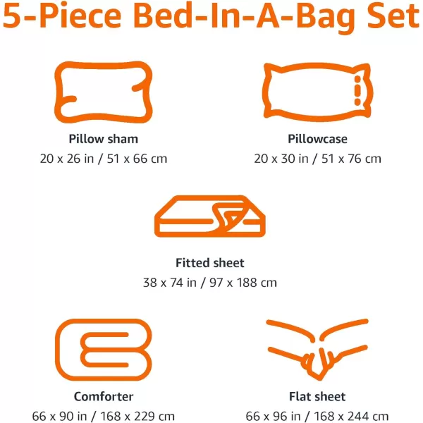 imageAmazon Basics 7 Piece Microfiber Kids BedinaBag Bedding Set FullQueen Green SolidBlue