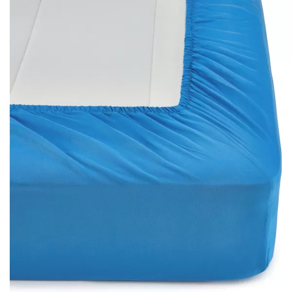 imageAmazon Basics 7 Piece Microfiber Kids BedinaBag Bedding Set FullQueen Green SolidBlue