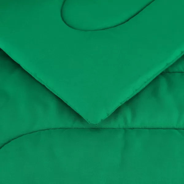 imageAmazon Basics 7 Piece Microfiber Kids BedinaBag Bedding Set FullQueen Green SolidGreen