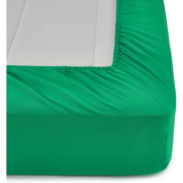 imageAmazon Basics 7 Piece Microfiber Kids BedinaBag Bedding Set FullQueen Green SolidGreen