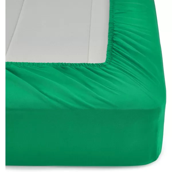 imageAmazon Basics 7 Piece Microfiber Kids BedinaBag Bedding Set FullQueen Green SolidGreen