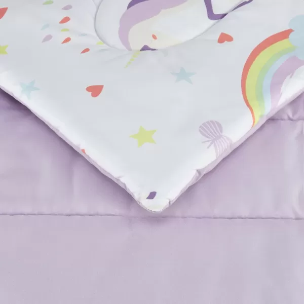 imageAmazon Basics 7 Piece Microfiber Kids BedinaBag Bedding Set FullQueen Green SolidUnicorn