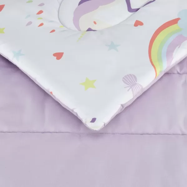 imageAmazon Basics 7 Piece Microfiber Kids BedinaBag Bedding Set FullQueen Green SolidUnicorn