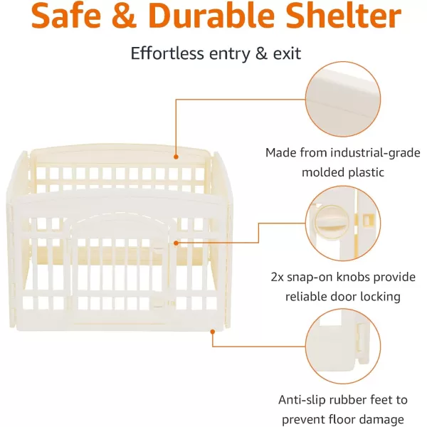 imageAmazon Basics 8Panel Octagonal Plastic Pet Pen Fence Enclosure With Gate 59 x 58 x 28 Inches GreyBeige
