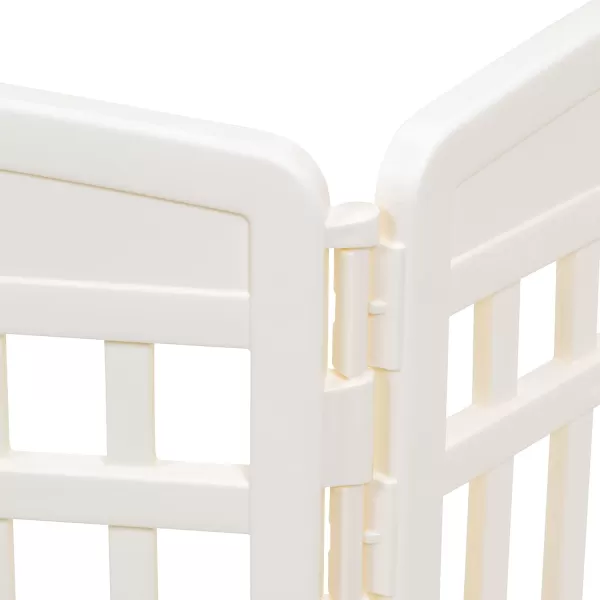 imageAmazon Basics 8Panel Octagonal Plastic Pet Pen Fence Enclosure With Gate 59 x 58 x 28 Inches GreyBeige