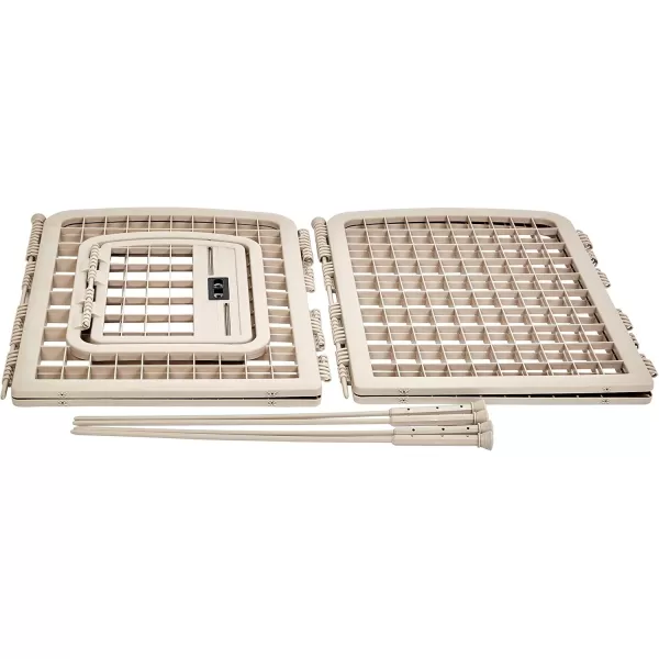 imageAmazon Basics 8Panel Octagonal Plastic Pet Pen Fence Enclosure With Gate 59 x 58 x 28 Inches GreyBeige