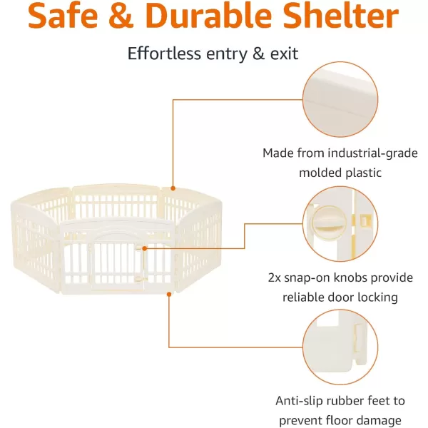 imageAmazon Basics 8Panel Octagonal Plastic Pet Pen Fence Enclosure With Gate 59 x 58 x 28 Inches GreyBeige