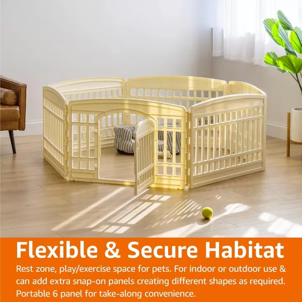 imageAmazon Basics 8Panel Octagonal Plastic Pet Pen Fence Enclosure With Gate 59 x 58 x 28 Inches GreyBeige