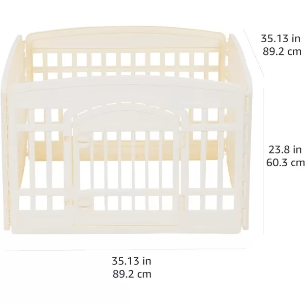 imageAmazon Basics 8Panel Octagonal Plastic Pet Pen Fence Enclosure With Gate 59 x 58 x 28 Inches GreyBeige