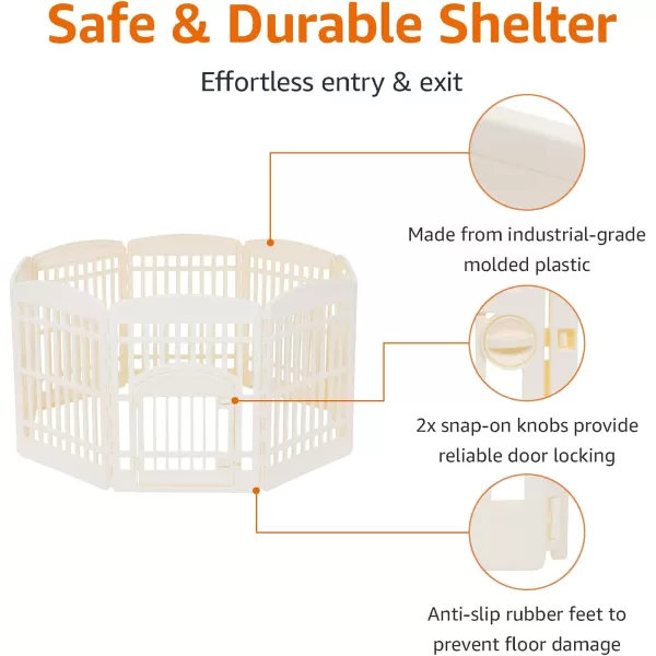 imageAmazon Basics 8Panel Octagonal Plastic Pet Pen Fence Enclosure With Gate 59 x 58 x 28 Inches GreyBeige