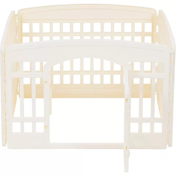imageAmazon Basics 8Panel Octagonal Plastic Pet Pen Fence Enclosure With Gate 59 x 58 x 28 Inches GreyBeige