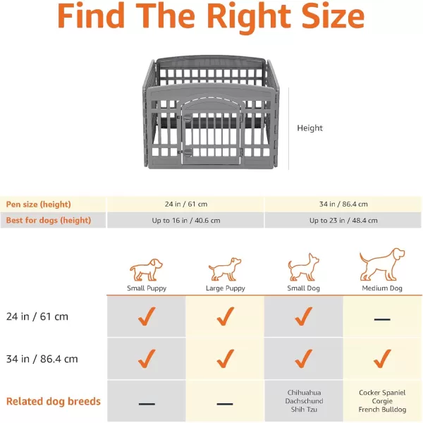 imageAmazon Basics 8Panel Octagonal Plastic Pet Pen Fence Enclosure With Gate 59 x 58 x 28 Inches GreyDark Gray