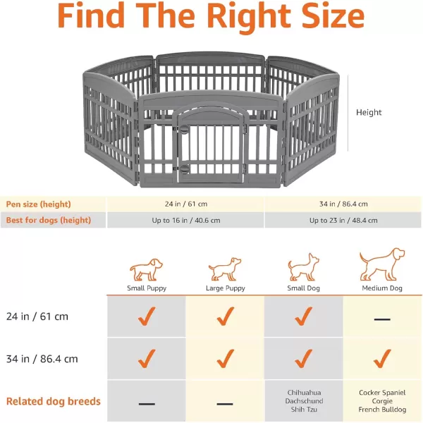 imageAmazon Basics 8Panel Octagonal Plastic Pet Pen Fence Enclosure With Gate 59 x 58 x 28 Inches GreyDark Gray