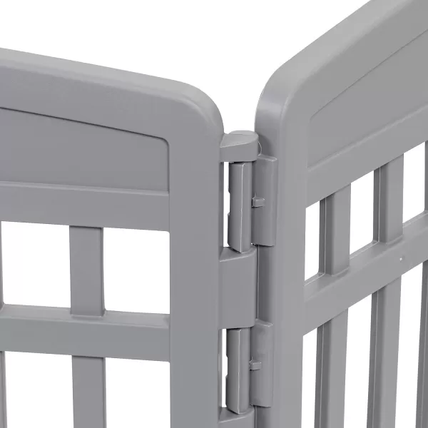 imageAmazon Basics 8Panel Octagonal Plastic Pet Pen Fence Enclosure With Gate 59 x 58 x 28 Inches GreyDark Gray