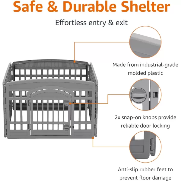 imageAmazon Basics 8Panel Octagonal Plastic Pet Pen Fence Enclosure With Gate 59 x 58 x 28 Inches GreyDark Gray