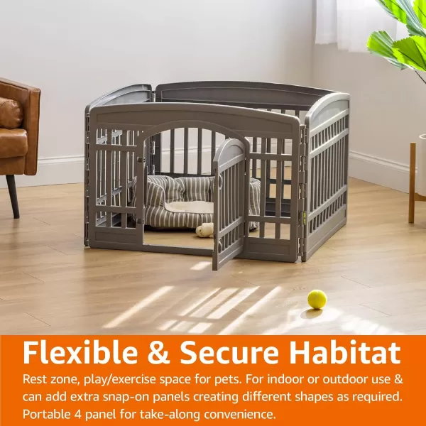 imageAmazon Basics 8Panel Octagonal Plastic Pet Pen Fence Enclosure With Gate 59 x 58 x 28 Inches GreyDark Gray