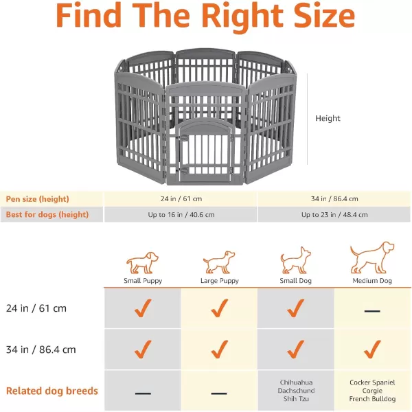 imageAmazon Basics 8Panel Octagonal Plastic Pet Pen Fence Enclosure With Gate 59 x 58 x 28 Inches GreyDark Gray
