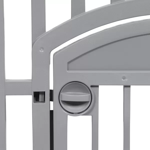 imageAmazon Basics 8Panel Octagonal Plastic Pet Pen Fence Enclosure With Gate 59 x 58 x 28 Inches GreyDark Gray