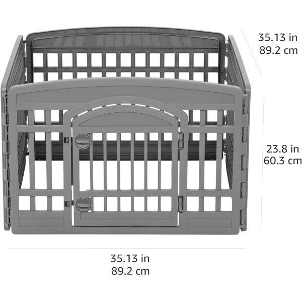 imageAmazon Basics 8Panel Octagonal Plastic Pet Pen Fence Enclosure With Gate 59 x 58 x 28 Inches GreyDark Gray