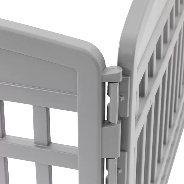 imageAmazon Basics 8Panel Octagonal Plastic Pet Pen Fence Enclosure With Gate 59 x 58 x 28 Inches GreyDark Gray