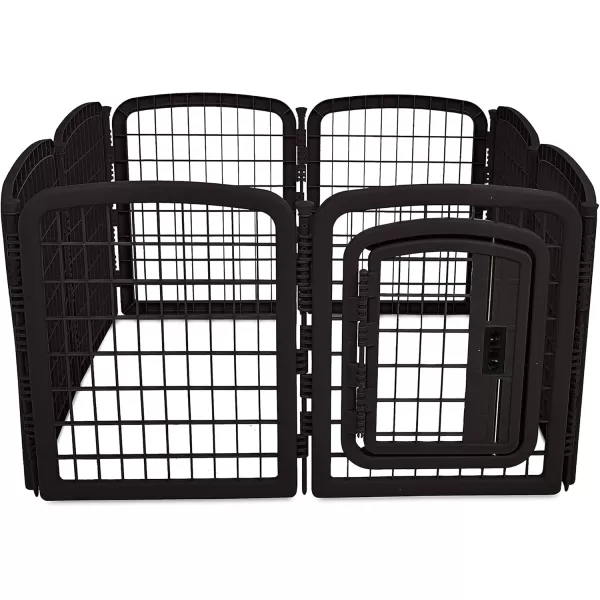 imageAmazon Basics 8Panel Octagonal Plastic Pet Pen Fence Enclosure With Gate 59 x 58 x 28 Inches Greyblack