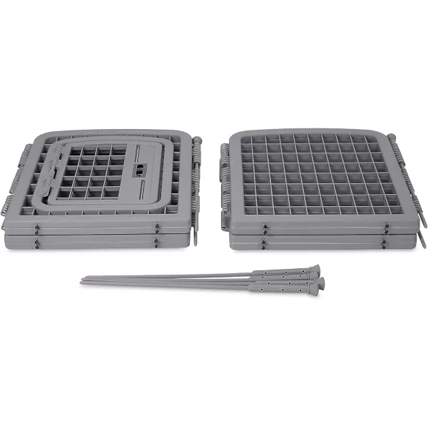 imageAmazon Basics 8Panel Octagonal Plastic Pet Pen Fence Enclosure With Gate 59 x 58 x 28 Inches Greygrey