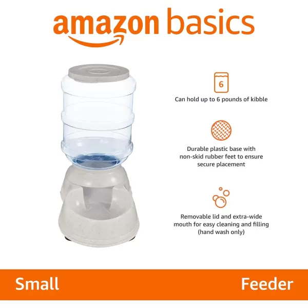 imageAmazon Basics Automatic Dog Cat Water Dispenser Gravity Feeder and Waterer Set Large 12Pound Food Capacity 25Gallon GrayFeeder