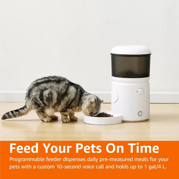 imageAmazon Basics Automatic Feeder for Cats and Dogs with Speed ampamp Portion Control 4L Capacity White