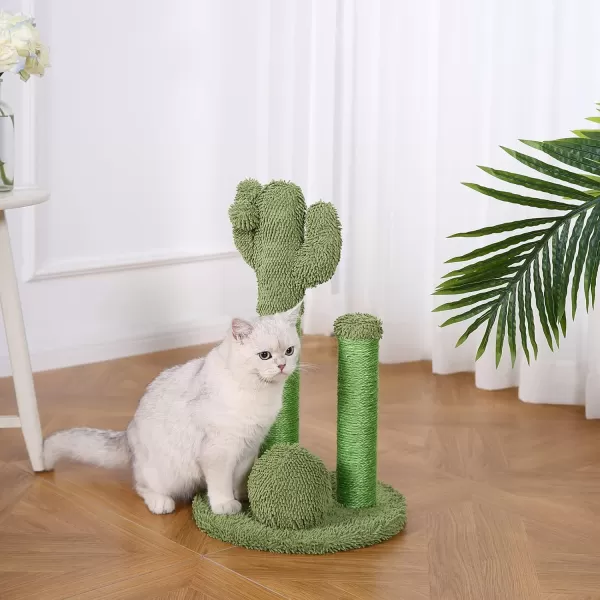 imageAmazon Basics Cactus Cat Scratching Triple Posts with Dangling Ball Small 23quot Green