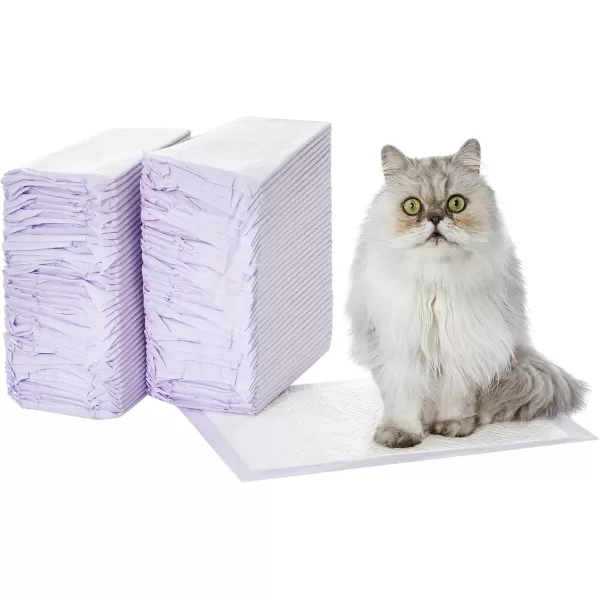 imageAmazon Basics Cat Pad Refills for Litter Box Fresh Scent Pack of 40 Purple and WhiteFresh