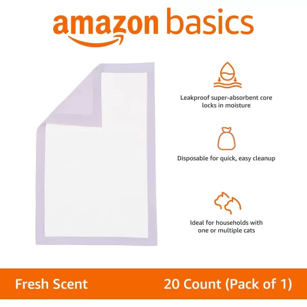 imageAmazon Basics Cat Pad Refills for Litter Box Fresh Scent Pack of 40 Purple and WhiteFresh