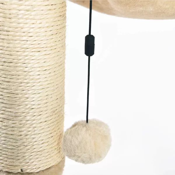 imageAmazon Basics Cat Tower with Hammock Scratching Posts and Dangling Ball for Indoor Cats 158 x 158 x 197 Inches GrayBeige