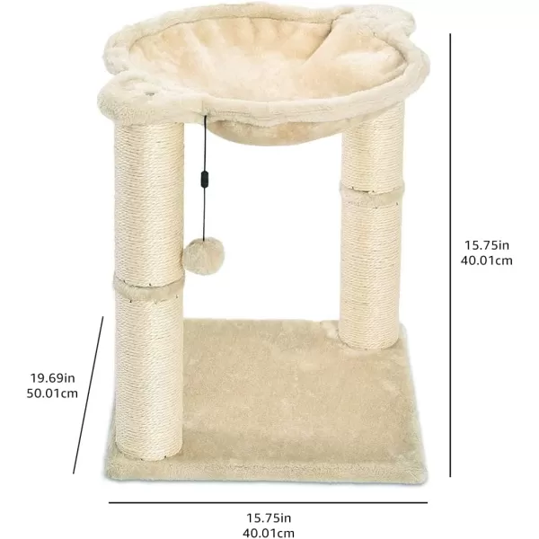 imageAmazon Basics Cat Tower with Hammock Scratching Posts and Dangling Ball for Indoor Cats 158 x 158 x 197 Inches GrayBeige