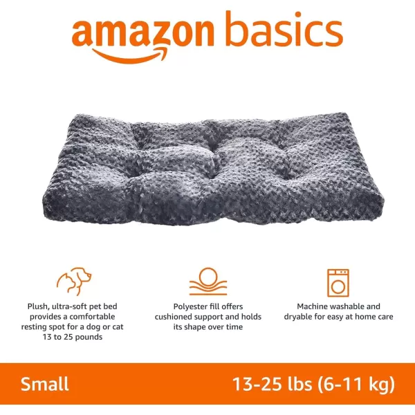 imageAmazon Basics Cat and Dog Bed Machine Washable Plush Pet Bed and Crate Pad Small Indoor 29 x 21 x 3 Inches Gray230L x 180W x 25Th