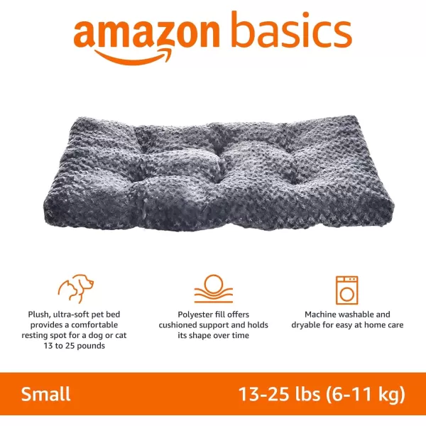 imageAmazon Basics Cat and Dog Bed Machine Washable Plush Pet Bed and Crate Pad Small Indoor 29 x 21 x 3 Inches Gray29 in