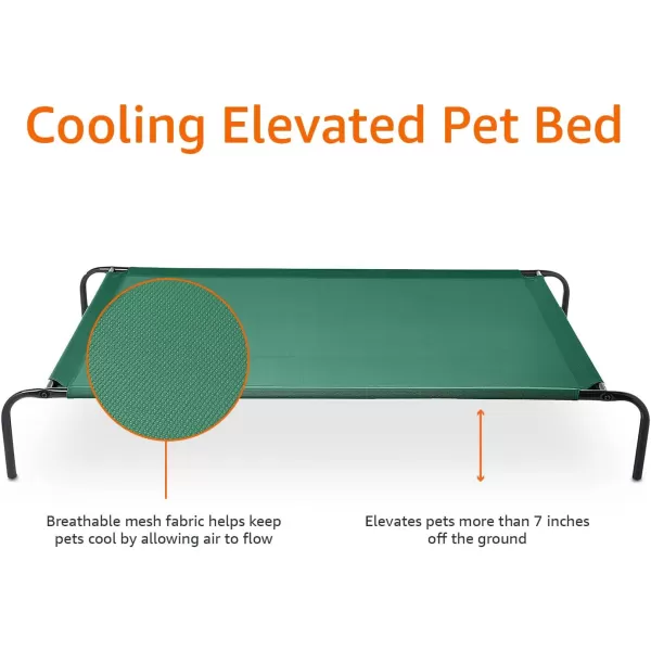 imageAmazon Basics Cooling Elevated Breathable Pet Bed For Dog XLarge 601 x 371 x 89 Inches 1 count GreyGreen