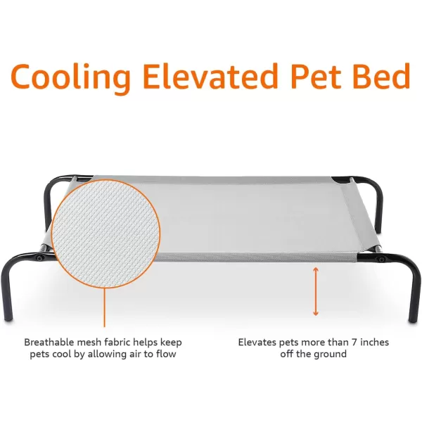 imageAmazon Basics Cooling Elevated Breathable Pet Bed For Dog XLarge 601 x 371 x 89 Inches 1 count GreyGrey