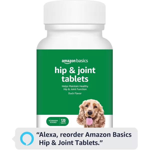imageAmazon Basics Dog Hip ampamp Joint Chewable Tablets Duck Flavored 90 Count Previously Solimo120 Count Pack of 1