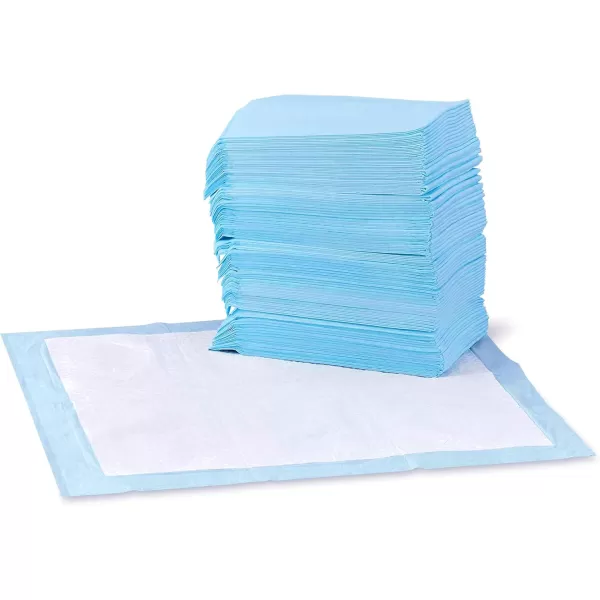 imageAmazon Basics Dog and Puppy Pee Pads with 5Layer LeakProof Design and QuickDry Surface for Potty Training Standard Absorbency XLarge 28 x 34 Inch  Pack of 60 Blue ampamp WhiteUnscented