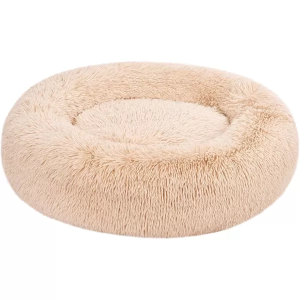 imageAmazon Basics Donut Pet Bolster Faux Fur Bed for Dog Grey 23quot x 23quotBeige