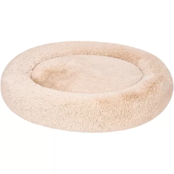 imageAmazon Basics Donut Pet Bolster Faux Fur Bed for Dog Grey 23quot x 23quotBeige